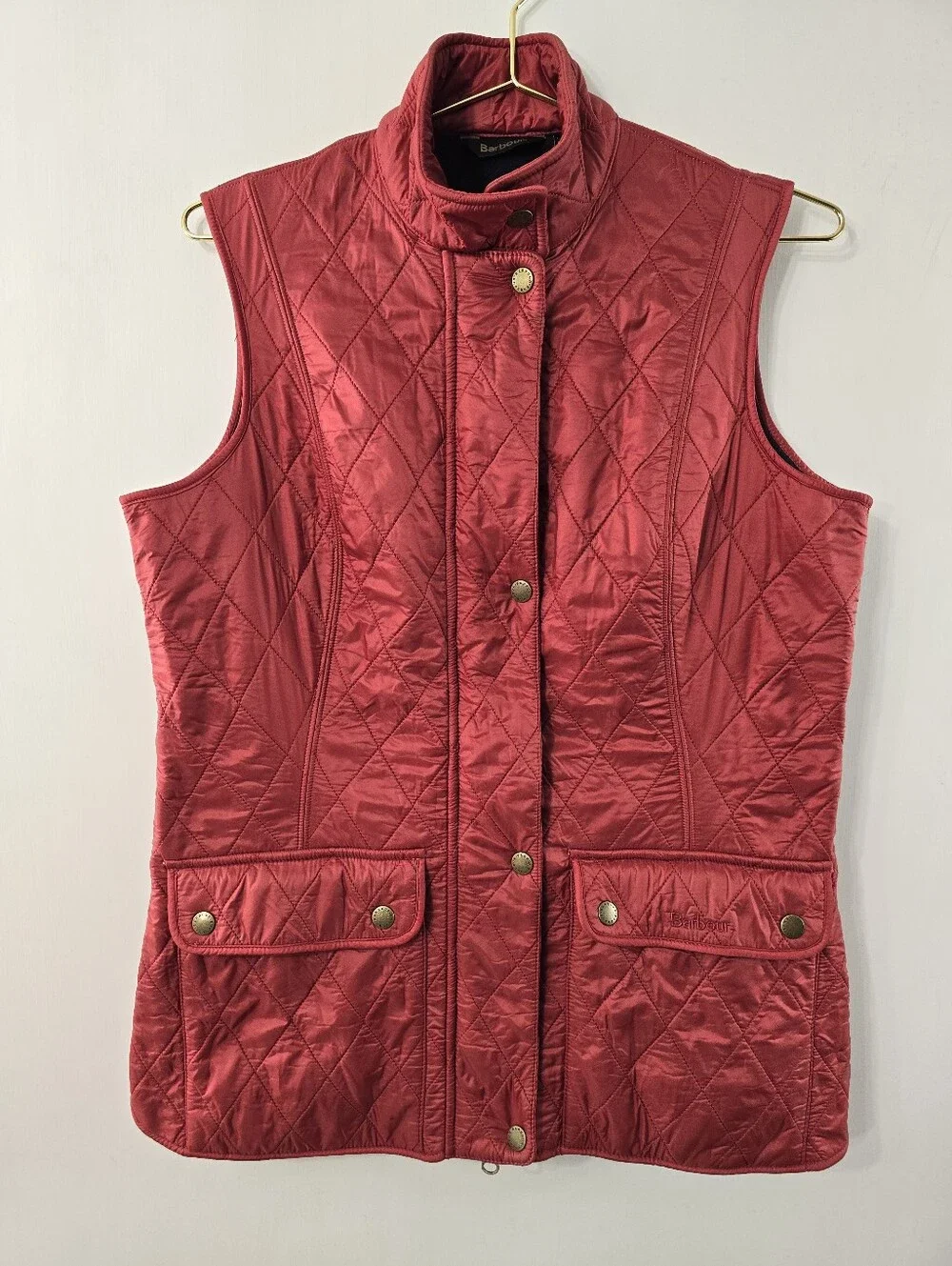 Barbour Wray Gilet Quilted Double Zip Waistcoat Vest Layering Outerwear Size 8